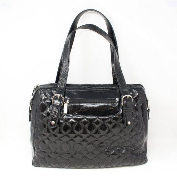 Hobo Quilted Patent Leather‎ Double Handle Satchel Black - Picture 1 of 12